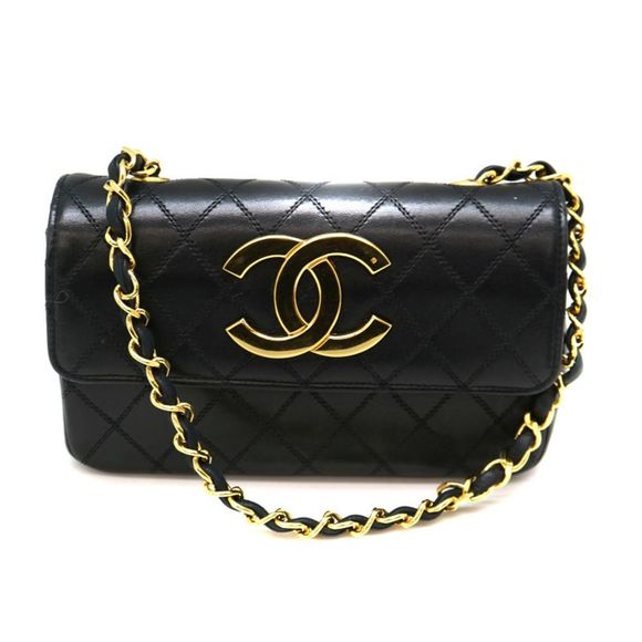 Chanel Matelasse Chain Shoulder Leather Black Gold Shoulder Bag - Picture 2 of 7